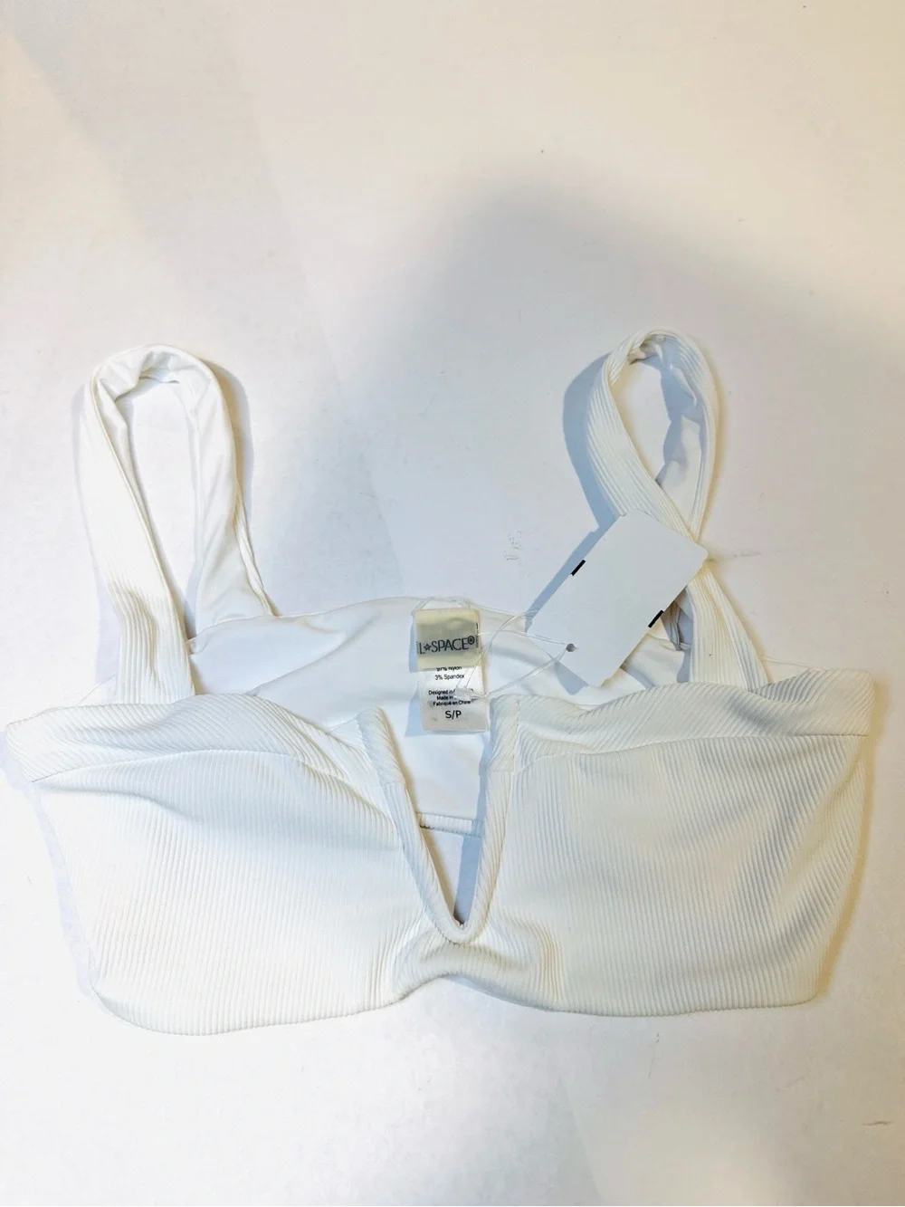 L*space Lee Lee Ribbed Bikini Top White Small NWT